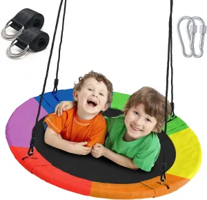 Tree Swing for Kids Outdoor, 40" Flying Saucer Swing with Tree Swing Straps & Carabiners for Backyard, Tear-Resistant & Waterproof 900D Oxford Fabric, 9mm Thickness Adjustable Ropes