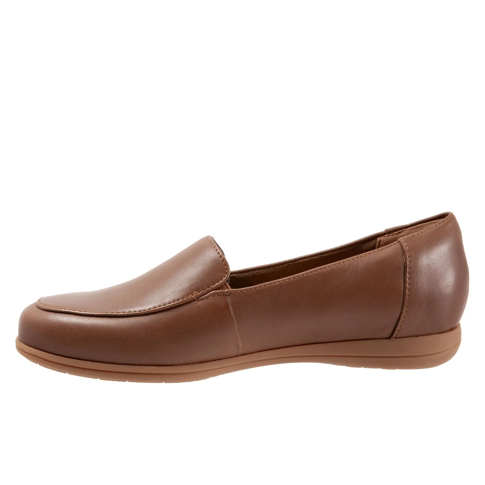 Trotters Deanna T2055-210 Womens Brown Wide Leather Loafer Flats Shoes