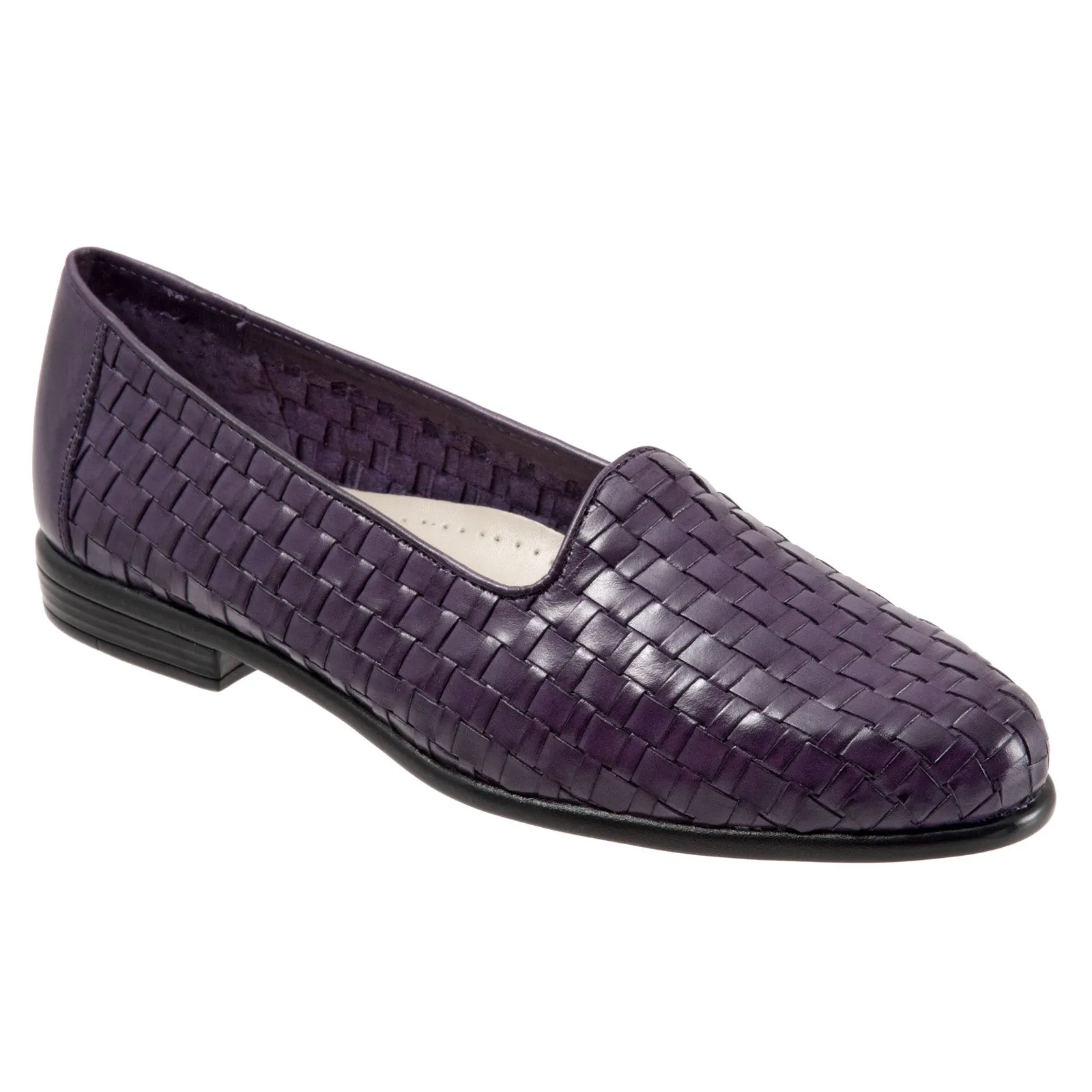 Trotters Liz T5158-760 Womens Purple Narrow Leather Loafer Flats Shoes