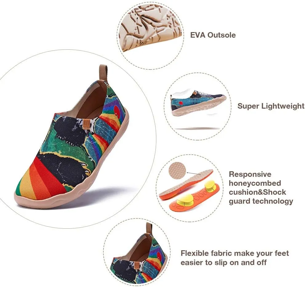 UIN Men's Walking Travel Shoes Slip On Canvas Casual Loafers Lightweight Comfort Fashion Sneaker Happy Doggies