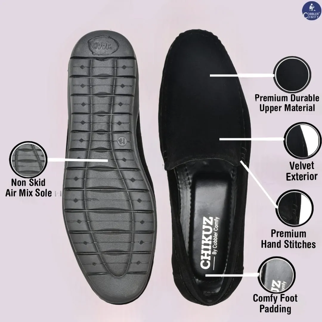 Velvet Pull-on Loafer for Men  Black