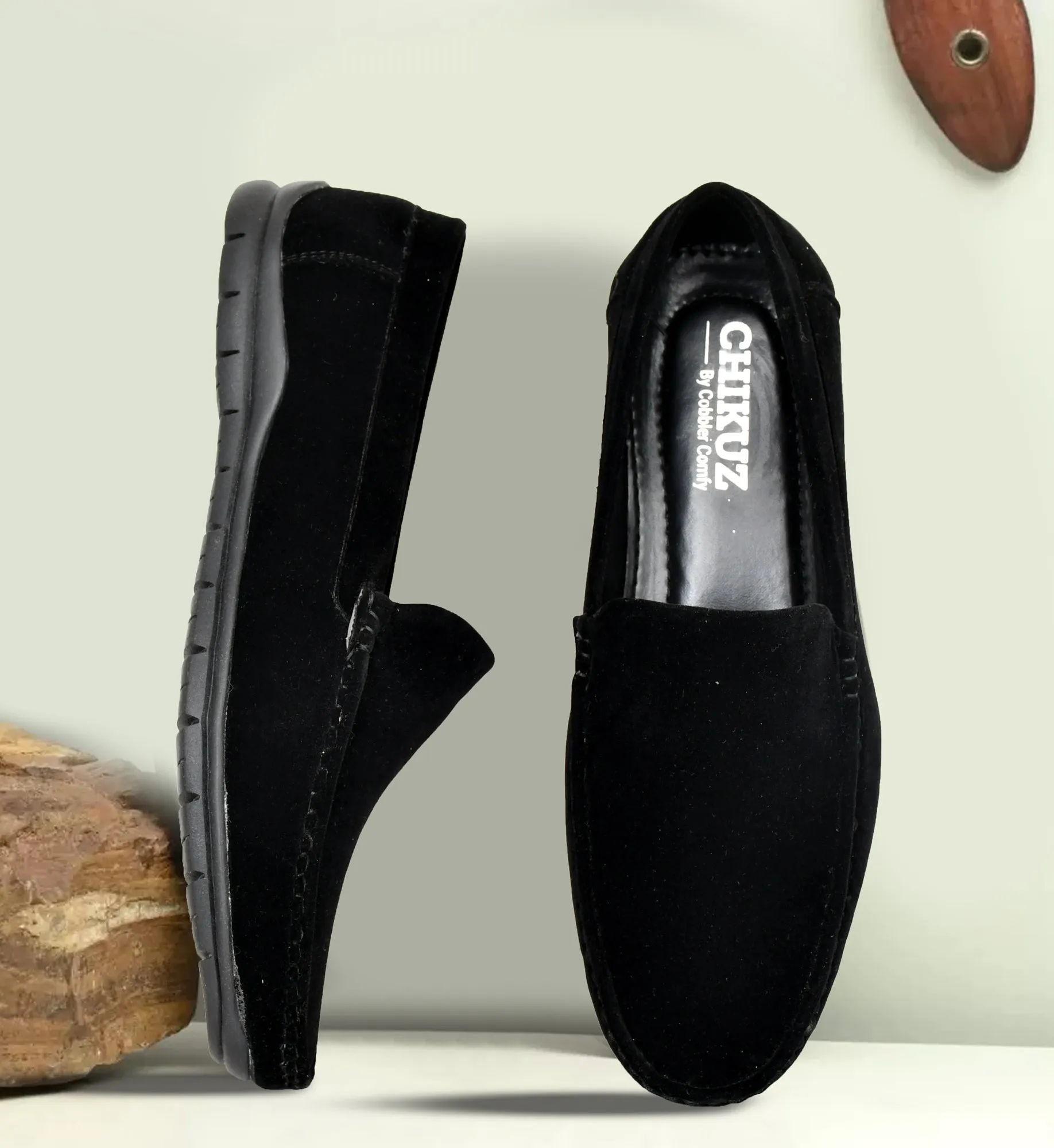 Velvet Pull-on Loafer for Men  Black