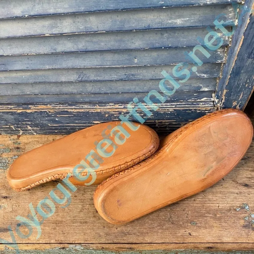 Vintage Mexican Tooled Leather Mules Shoes Sz 6