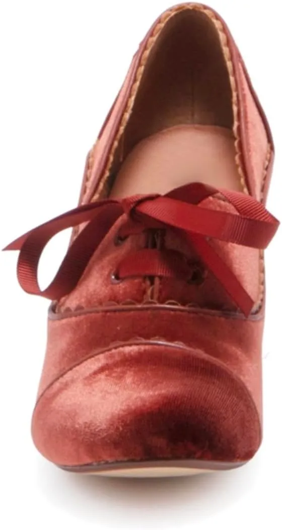 Women Lace Up Loafers Pumps Velvet Chunky Heel Oxford Shoes Round Toe Vintage 2 inch Block Heel Dress Shoes Cap Toe Loafer Heels Suede Retro Evening Wedding Office Ladies 4-11 M US