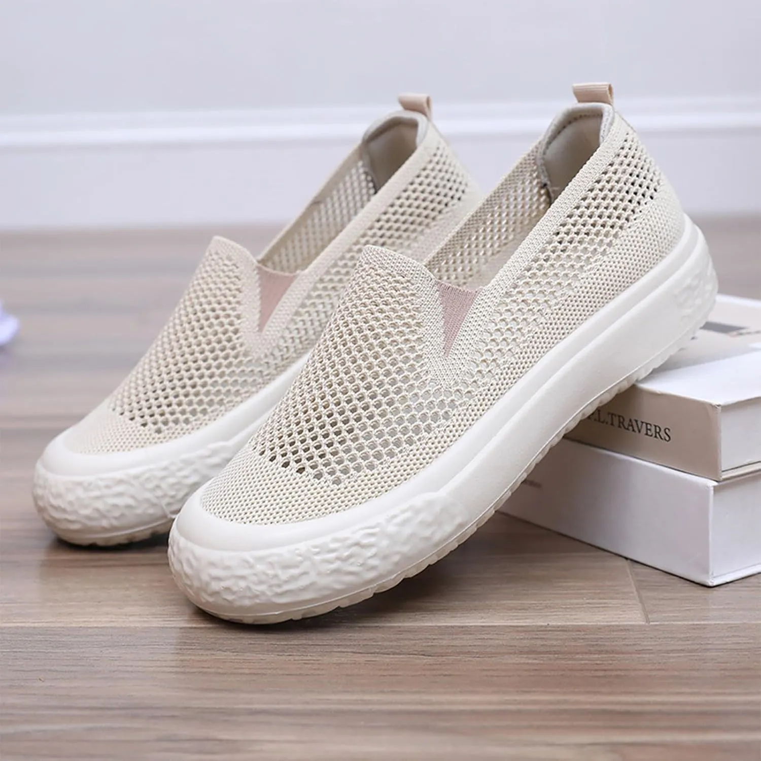 Women's Breathable Mesh Hollow Slip-On Loafers Comfortable Lightweight Casual Walking Shoes Summer Outdoor Non-Slip Versatile Fisherman's Shoes