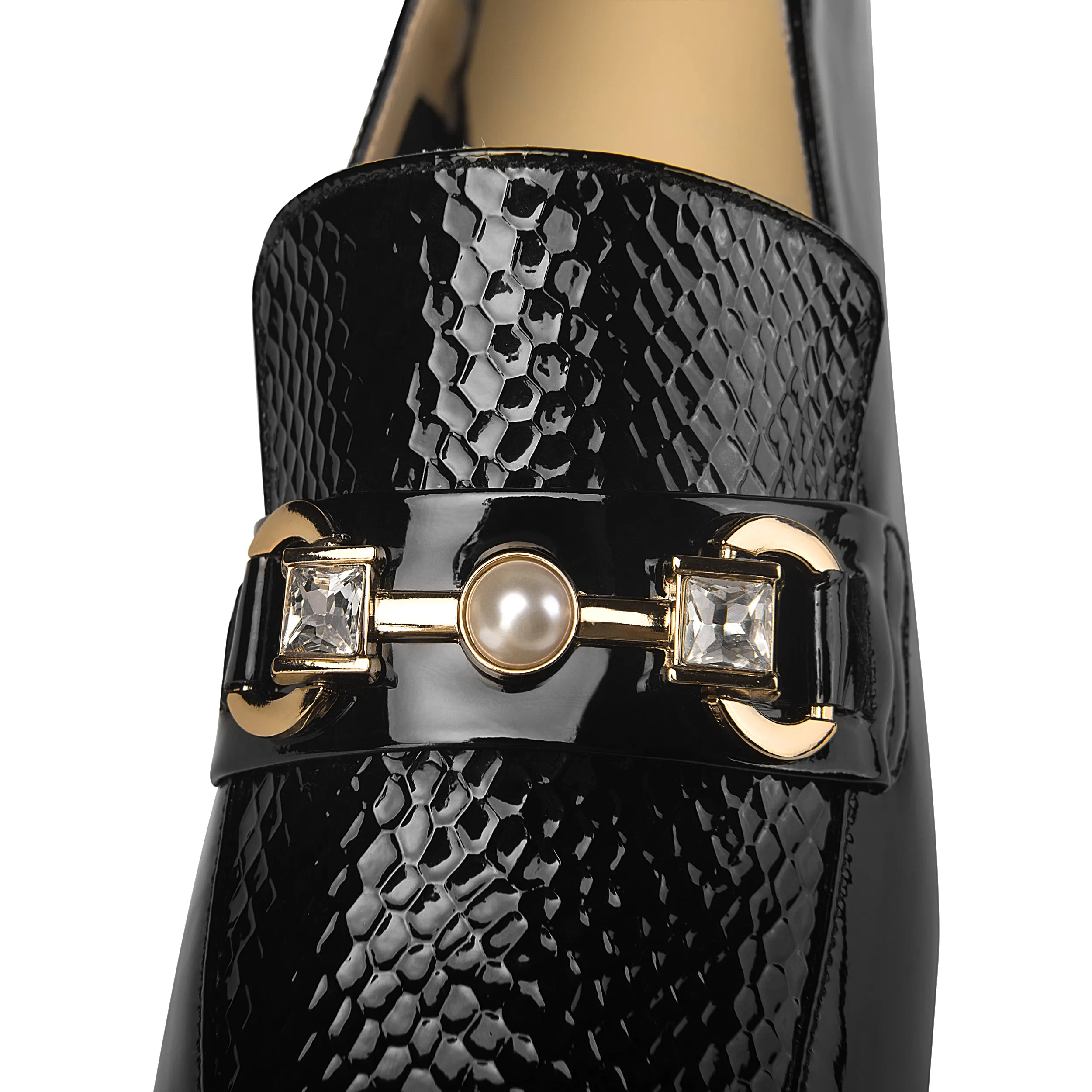 Women's Patent Leather Stylish Medium Heel Block Heel Slip-On Loafers