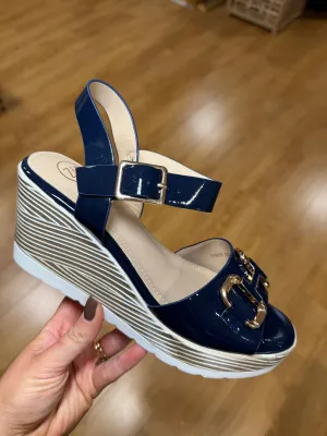 Zanni & Co Yamar Cobalt Wedge Sandal
