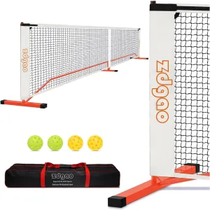 Zdgao Pickleball Net for Driveway with 22FT Regulation Size Pickleball Net, 4 Outdoor Pickleballs and Carry Bag, Weather Resistance Strong Steel Frame