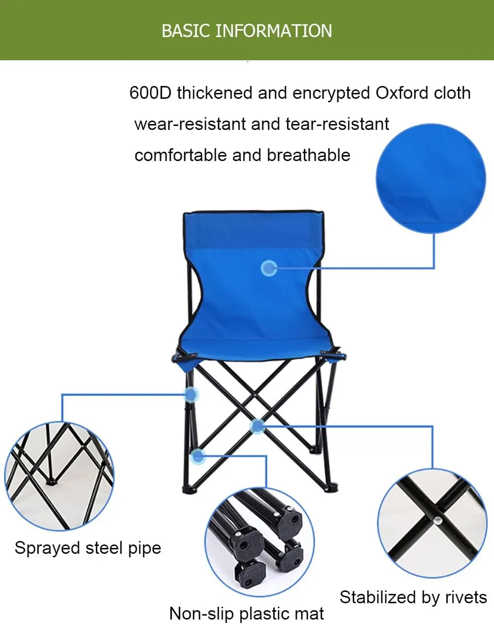 ZONEMEL Portable Sauna Chair, Fast Folding, Ideal for Sauna, Fishing, Lightweight Compact Backpack Chairs, Bule
